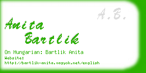 anita bartlik business card